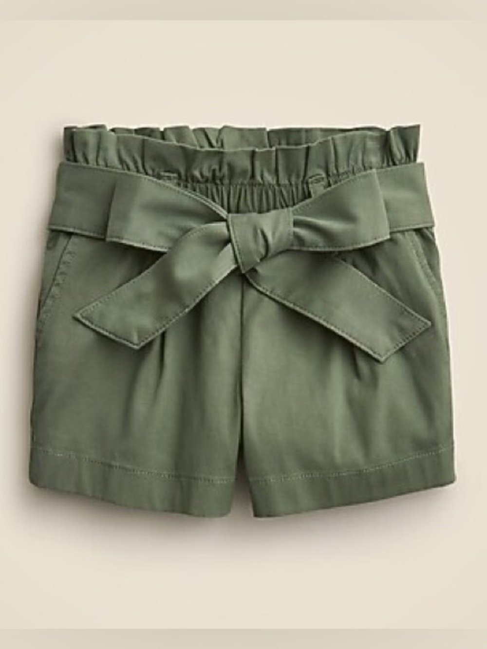 J.Crew Girls’ Olive Tie Waist Short in Drapey Twill—8